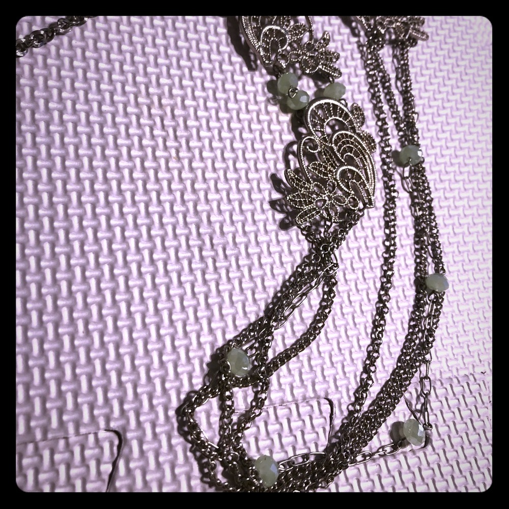 Embellished silver necklace